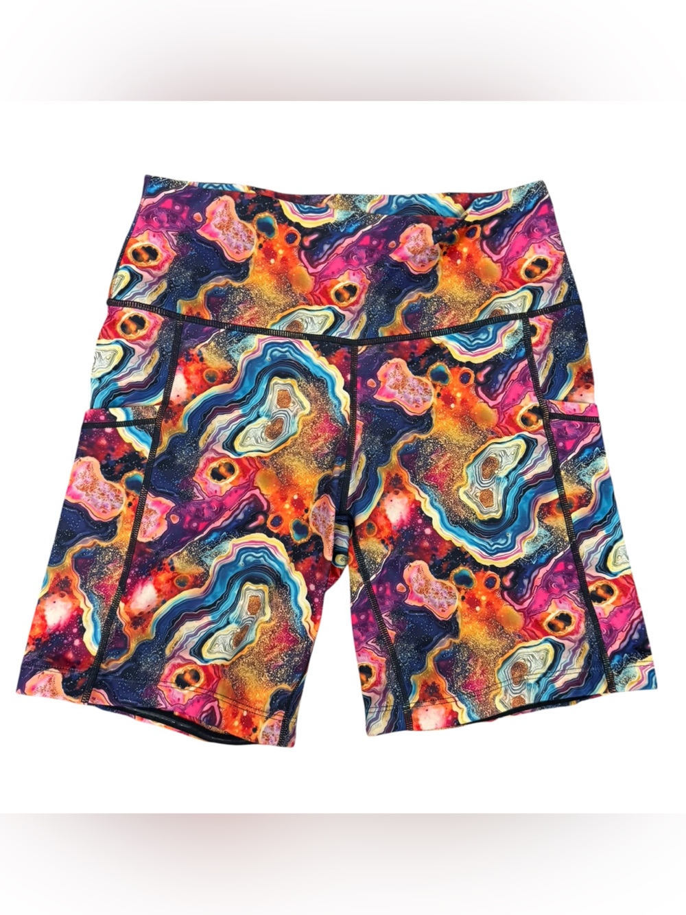 Colorful Varied Gear CVG Gym Shorts Abstract Rock Candy Activewear Sz M 7 Inseam